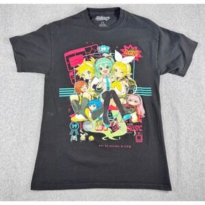 Hatsune‎ Miku & Friends Group Shirt M Cotton Black Art By Utyako Anime